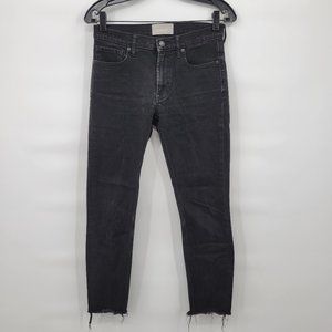 Everlane Women Black Mid Rise Skinny Raw Frayed Hem Crop Regular Jeans Size 27